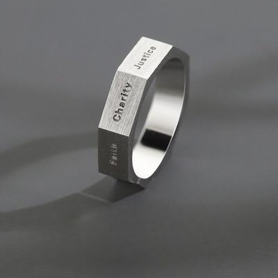 Серебряный цвет, минималистичные кольца в стиле панк, хип-хоп, кольцо «Семь добродетелей» для мужчин, вера, надежда, благотворительность, справедливость, стойкость, благоразумие, умеренность