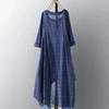 Vintage Midi Dress Women Female Long Sleeve Plaid Vestidos Sundress Casual Robe Female Clothing Summer Maxi Dresses