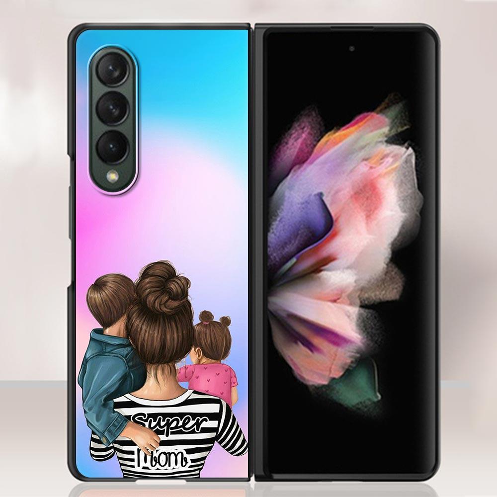 Zfold4 Супер Мама Малышка Мальчик Чехол Для Samsung Galaxy Z Fold3 5G Жесткий Тонкий Чехол Ультратонкий Для Galaxy Z Fold 3 Чехол Для Телефона