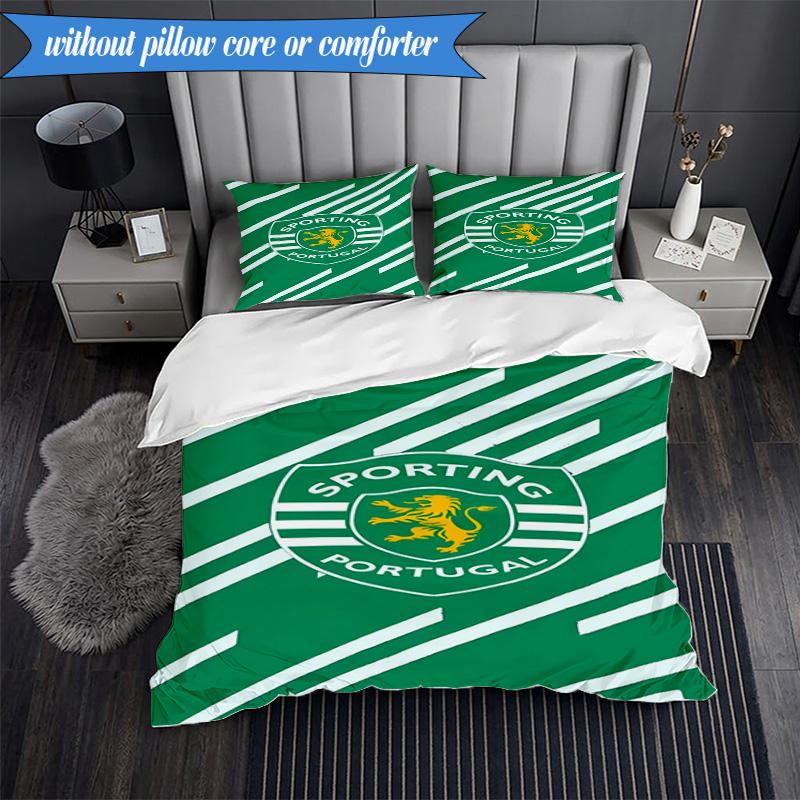 3PCS Sporting Cp Crest Emblem Bedding Set 2D Printing (Includes 1 Duvet Cover + 2 Pillowcases Coreless), Bedroom decor,Fan gift