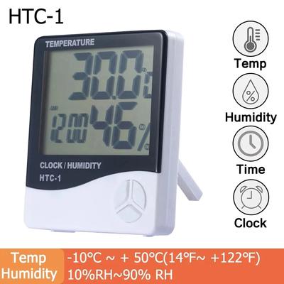 ЖК Цифровой Измеритель Температуры и Влажности HTC-2 Домашний Внутренний Наружный гигрометр термометр Метеостанция с Часами HTC-1