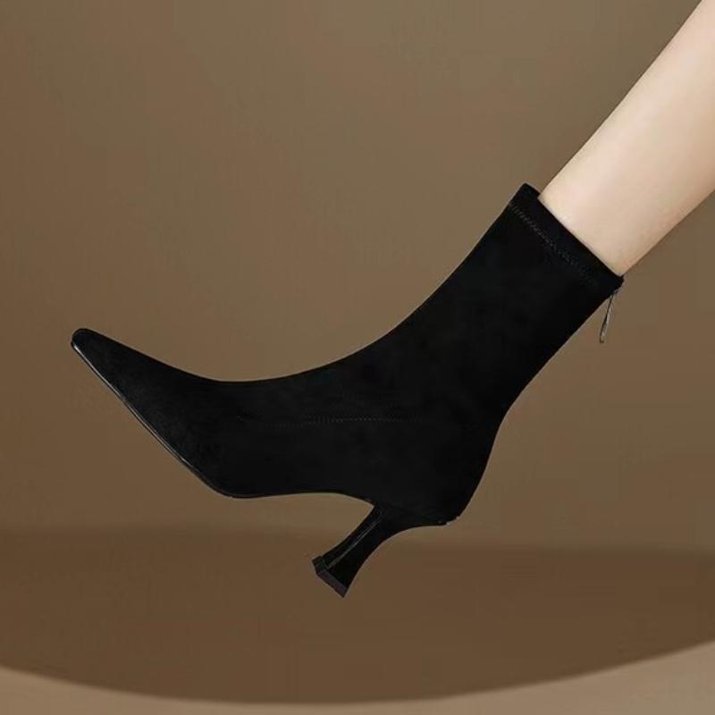High Heels Ankle Boots Women Pointed Toe Shoes Suede Sexy Designer 2025 Winter New Snow Chelsea Boots Woman Pumps Botas