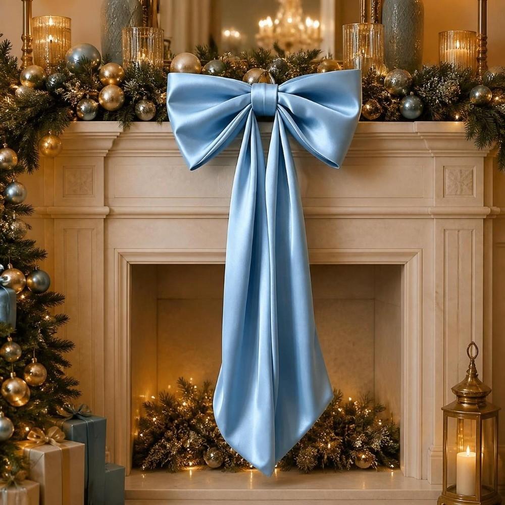60x120cm Xmas Tree Topper Bows Solid Color Christmas Decorative Bow Festive Home Decor