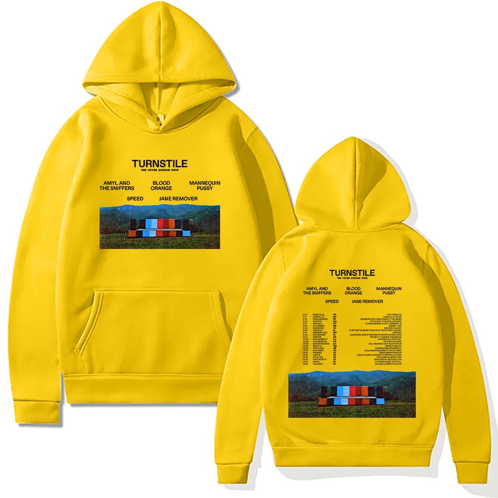 Толстовки Turnstile Band Turnstile The Never Enough Tour 2025 Свитшот Унисекс Хип-хоп Рок Уличные Пуловеры Двусторонние Уличная одежда