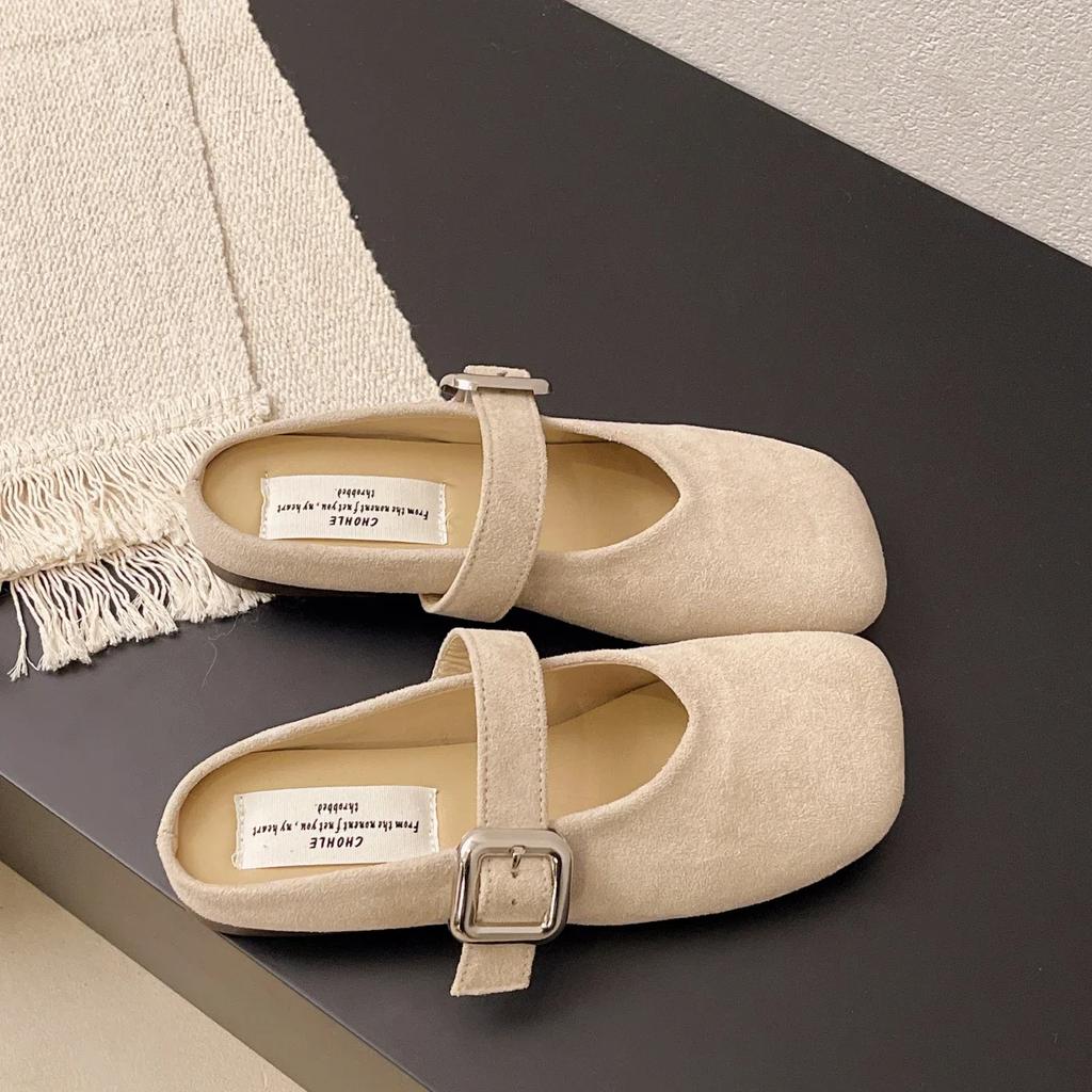 Fashion Famous Brand Spring Retro Single Shoes Comfortable Rubber Bottom Ladies Sandals Wider Toe Box Ballerina Slippers Style