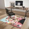 1pc Anime Cat Ear Girl Chair Mat - Cute Pink Floral Design, Non-Slip Office Rug for Home Decor, Seasonal Gift, Suitable for All Seasons.Q069