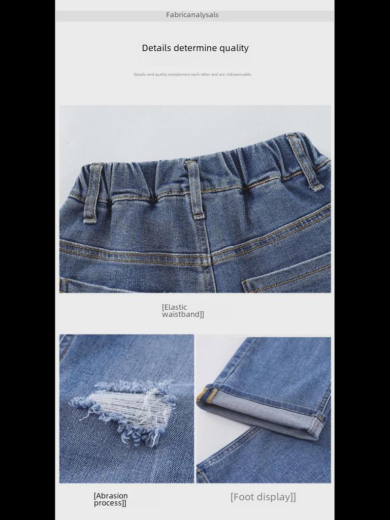 Весенние широкие джинсовые брюки для девочек 2022 года — корейский стиль, средние/большие размеры, идеально подходят для весны и осени