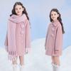 Розовое шерстяное пальто для девочек, Милое хлопковое шерстяное пальто для детей, Осень и зима