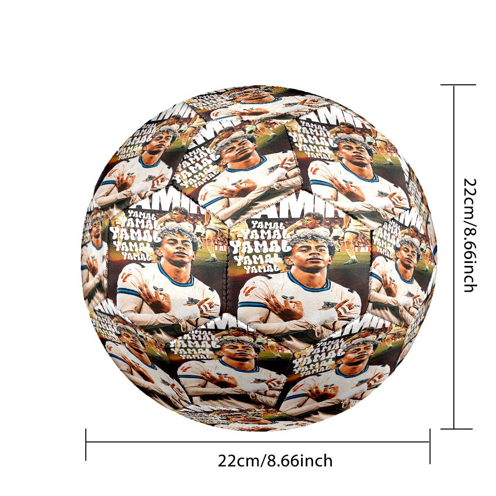 Lamine Yamal 19 Spain's Soccer Star Size 5 Soccer Ball Machine-Stitched Indoor/Outdoor Training and Matches Perfect Commemorative Gift for Soccer Love