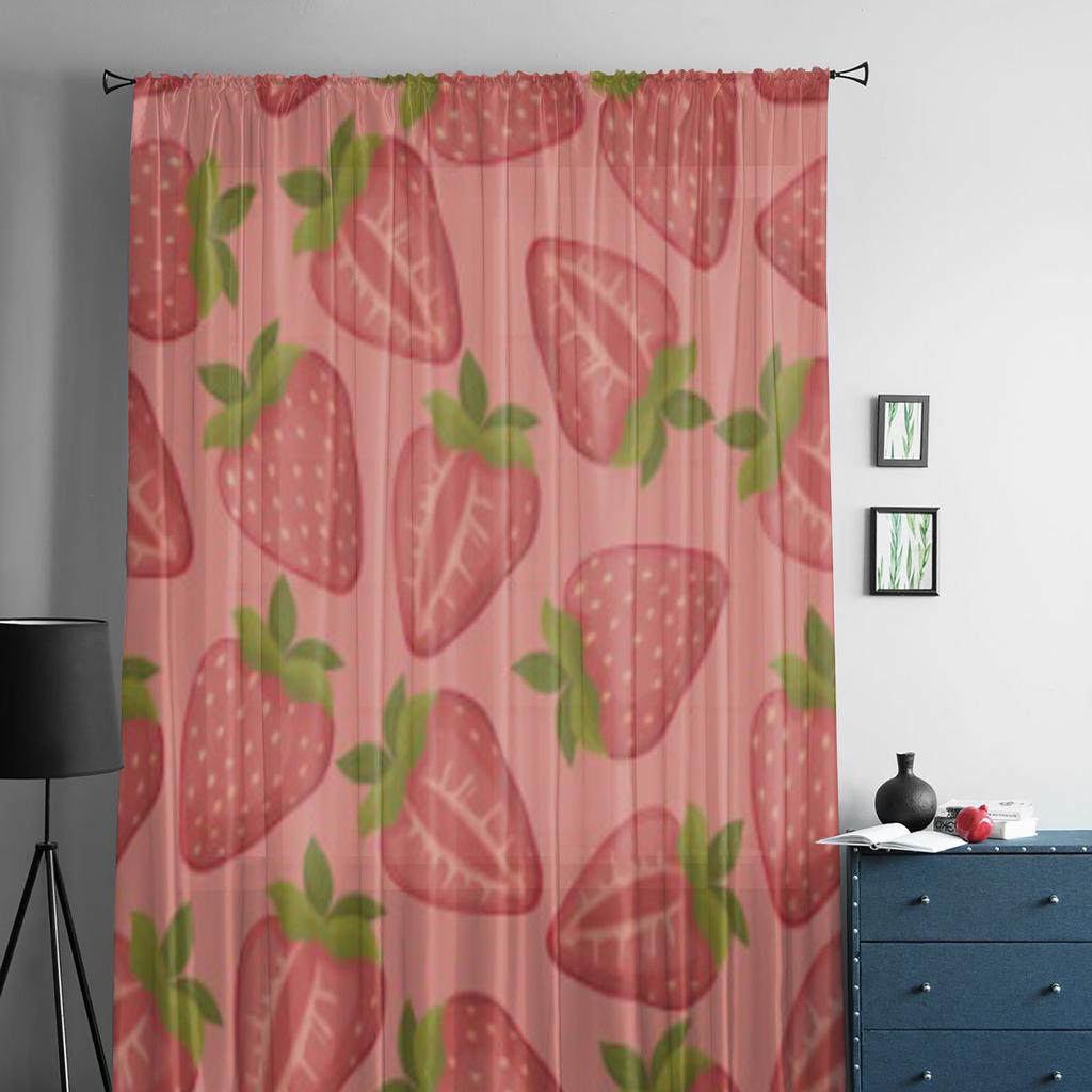 Клубнично-розовые роскошные шифоновые прозрачные шторы для гостиной, спальни, украшения, оконная вуаль, тюлевая занавеска