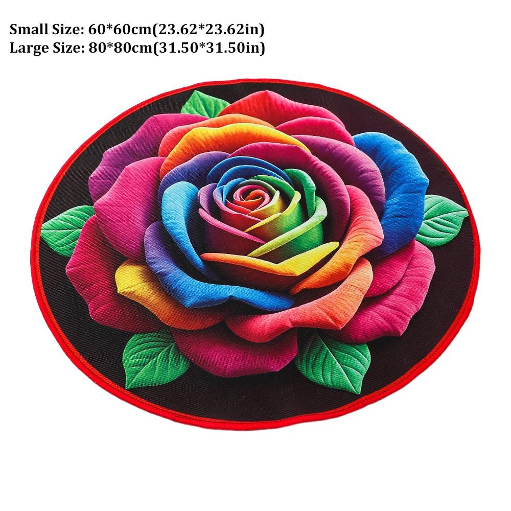 Quick Dry Rose Floor Mat Absorbent Bathroom Rug Creative Flower Carpet for Living Room Bedroom