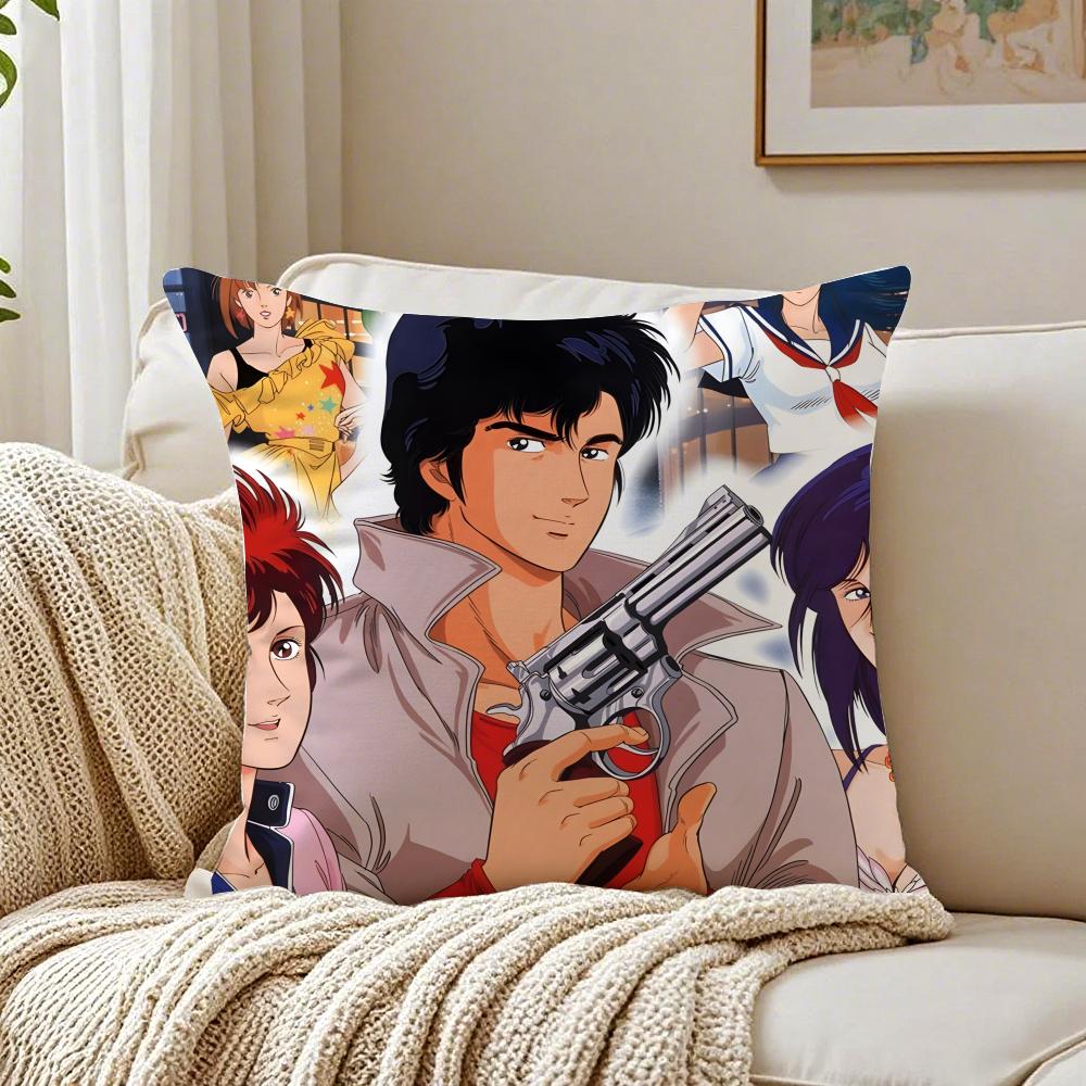 City HHunter Pillow Classic Anime Cushion Cover Pillowcase Antidustmite living Room Sofa Decor Cushion Room