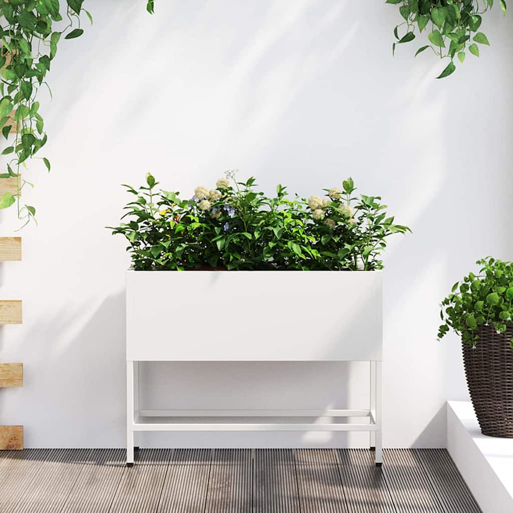 Raised Garden Bed Planter White 60 x 26 x 48 cm Steel