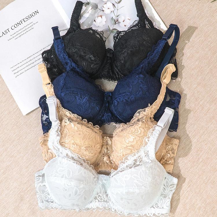 Женский бюстгальтер пуш-ап с вышивкой и сексуальным кружевным дизайном, на косточках и регулируемых бретелях