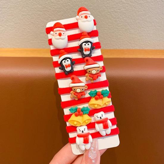 10 шт. Заколки для волос для девочек Снеговик Снежинка Санта Клаус Рождественская тематика Кольца для волос Хвосты Пучки Косы Рождественские праздничные аксессуары для волос