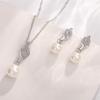 French Temperament Jewelry Set: Diamond Spiral Pearl Pendant In Gold & Silver, 2-Piece Set.
