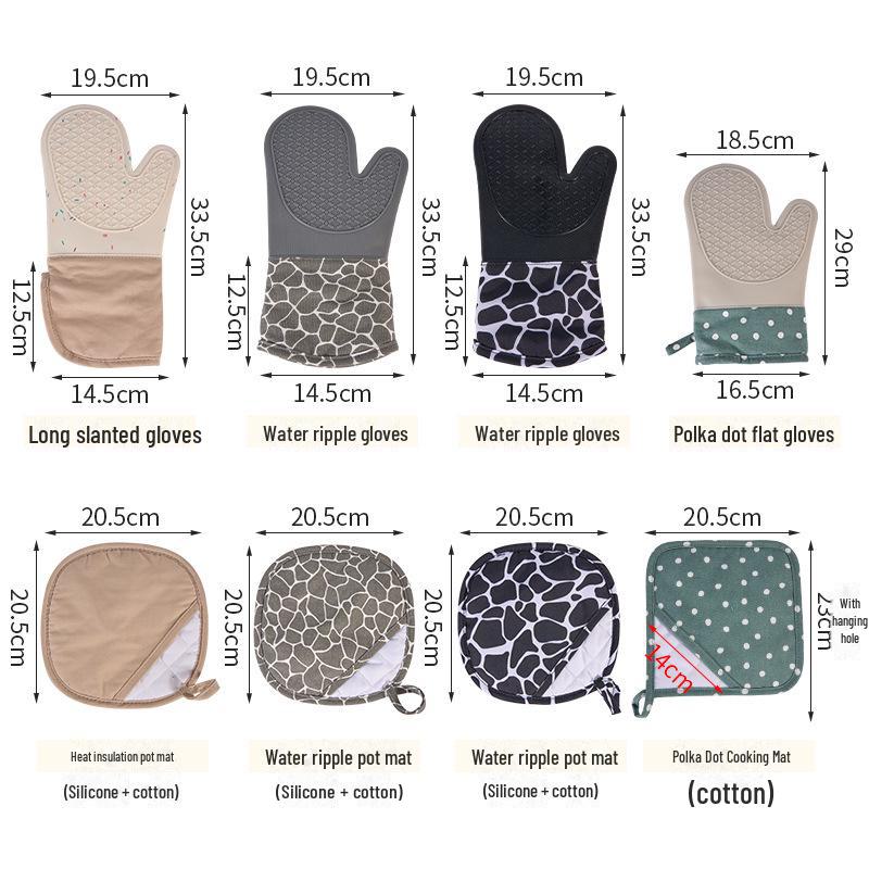 Набор силиконовых противоожоговых перчаток для духовки с хлопковой подкладкой - толстая изоляция для выпечки и микроволновки