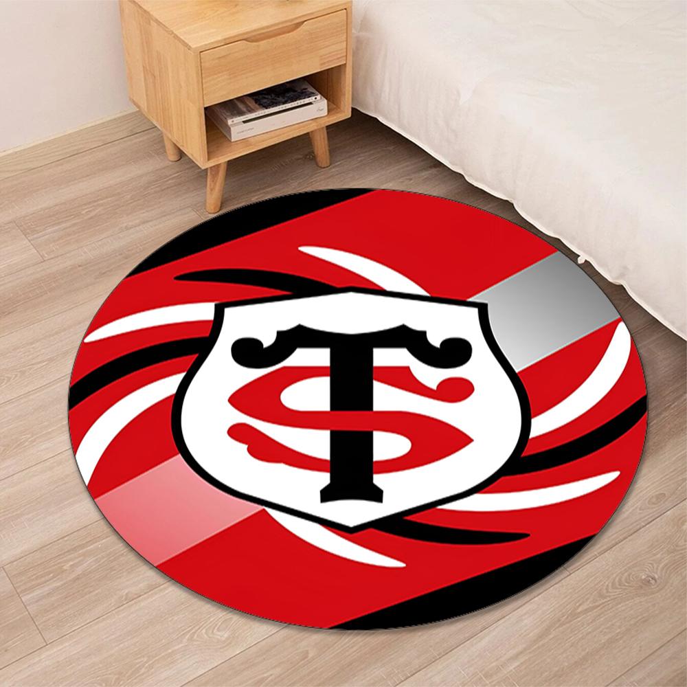 Stade Toulousain Printed Round Rug Carpet Chair Rug Area Rug Entryway Doormats,for Office Chair Living Room Bedroom Kitchen Room.