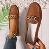 Spring and Autumn Women's Round Toe Low Heel Metal Chain Casual Shoes
