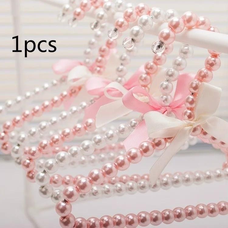 1 шт. Пластиковая вешалка для одежды с жемчужным бантом и бусинами для детей/домашних животных, сушилка для одежды