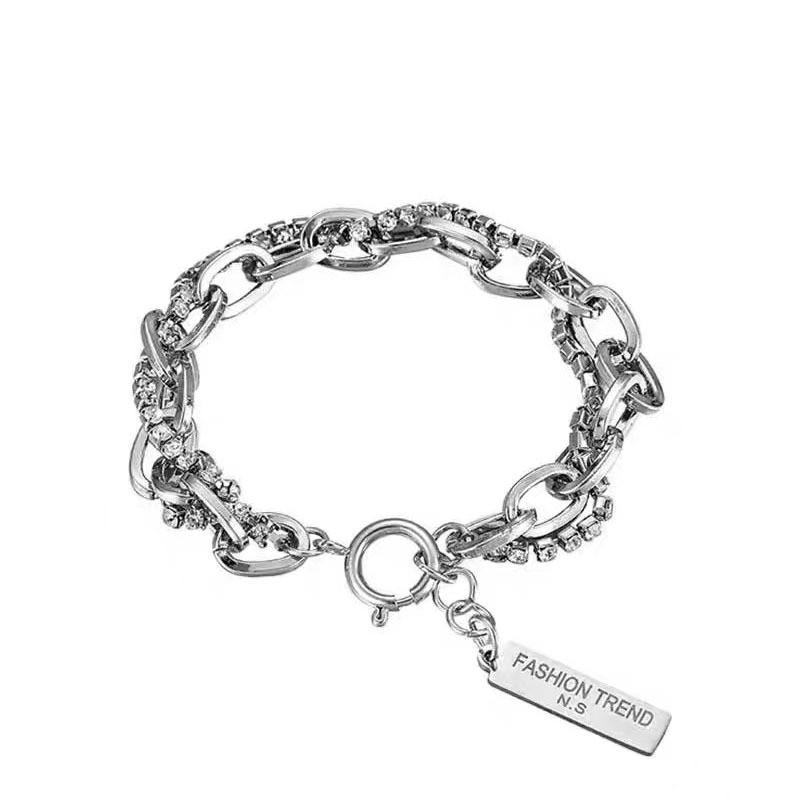 Fashionable Unisex Double Layer Bracelet Highend Alloy With Geometric Shapes