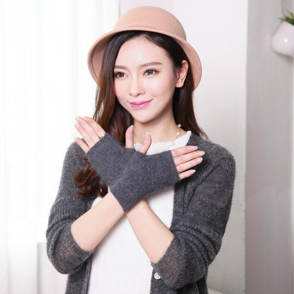 Exposed Finger Mink Cashmere Gloves Wool Wrist Gloves Protable Knitted Wool Glove Winter