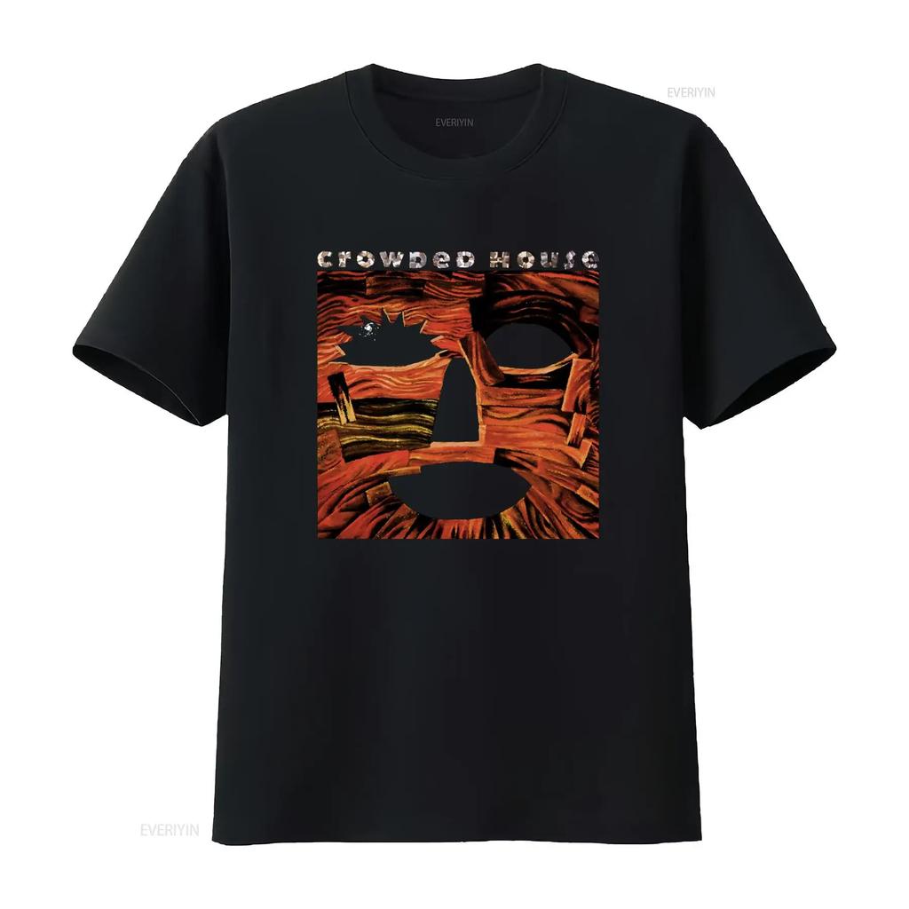 Cotton T Shirt Woodface Crowded House Music Band Print Neil Finn Nick Seymour Fan Vintage Washed Stylish Designer Clothes