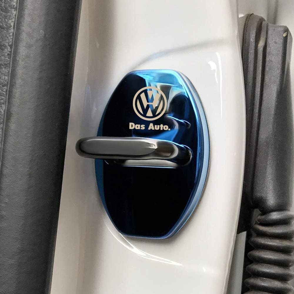 4pcs Car Door Lock Protective Cover Metal Sticker Badge For Volkswagen Golf Passat Jetta Tiguan Polo Bora Beetle Vento Rline