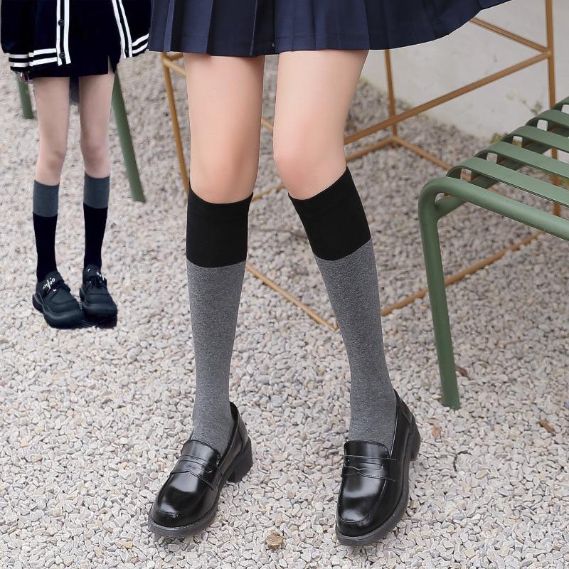 Однотонные пэчворк гольфы до колена, средней длины гольфы до икры, однотонные высокие носки