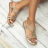 Женские сандалии с блестящим декором из стразов, туфли на платформе с эластичным ремешком на щиколотке и мягкой подошвой, повседневные летние пляжные шлепанцы