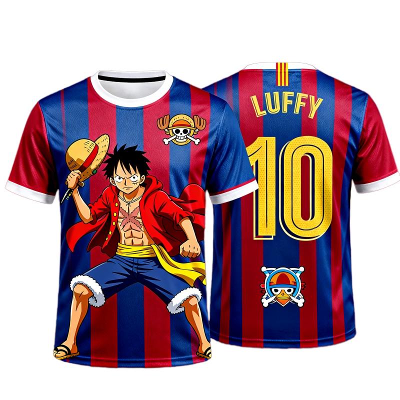 2026 Summer One Piece Luffy Retro 3D Print T-Shirt Sports Short Sleeve Tee for Adults & Kids, Anime Athletic Top Y2k