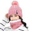 Women's Winter Knitted Wool Hat with Velvet Lining and Fashionable Scarf Set