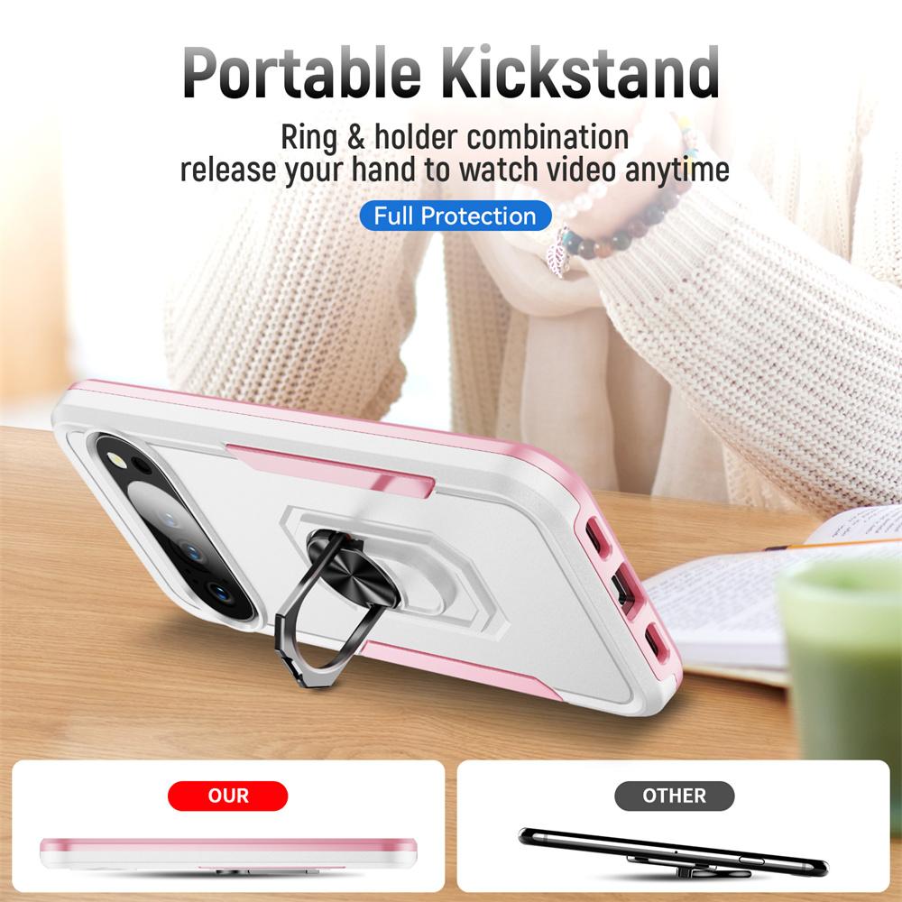 Luxury Armor Magnetic Folding Stand Holder Phone Case For Google Pixel 10 9 Pro XL 9A 8A 8 7A 7 6 6A Color Collision Back Cover