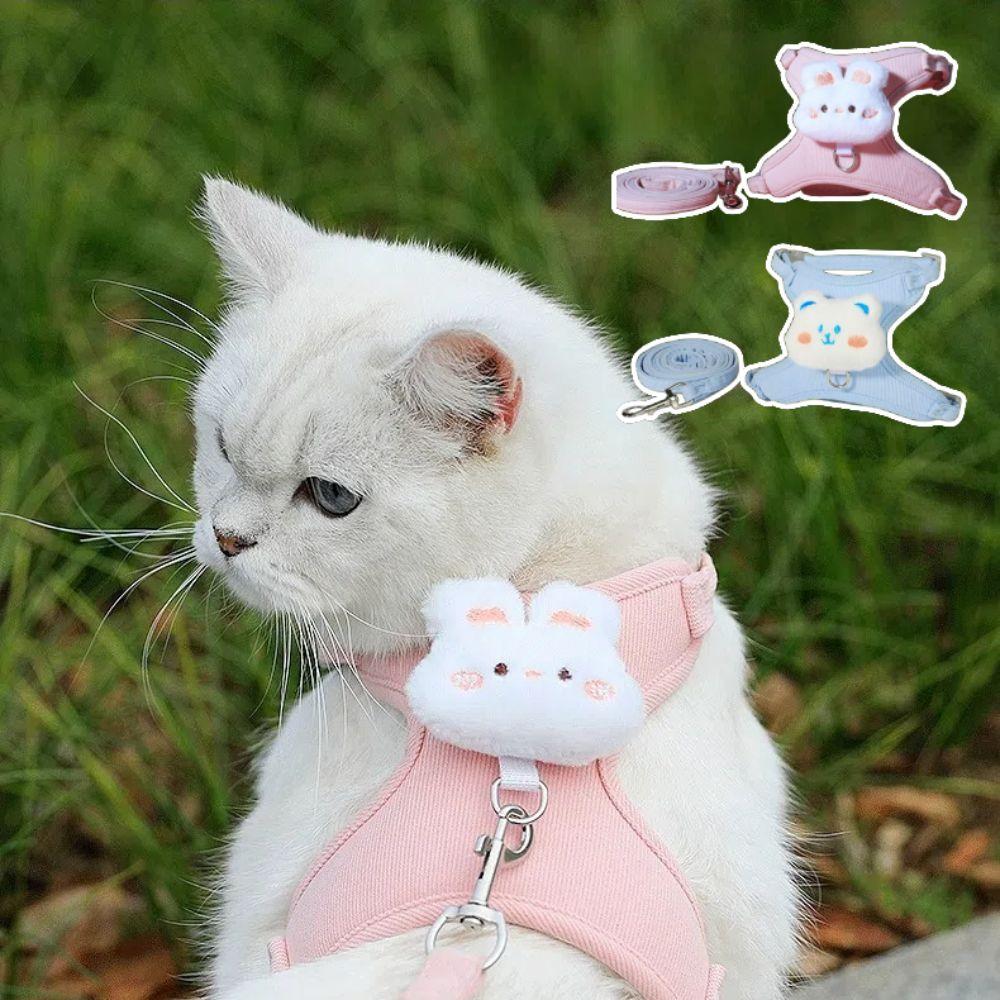 with Leash Set Cat Traction Vest Rope Adjustable Pet Walking Leash Dog Harness  for Cat Kitten