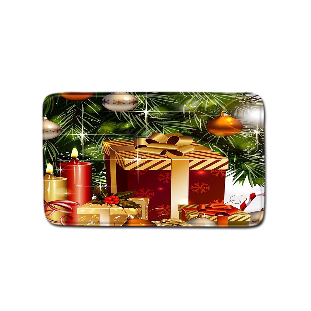 Christmas Shower Curtain Floor Mat Combination Four-Piece Set Bathroom Toilet Carpet Shower Room Mat Foot Mat