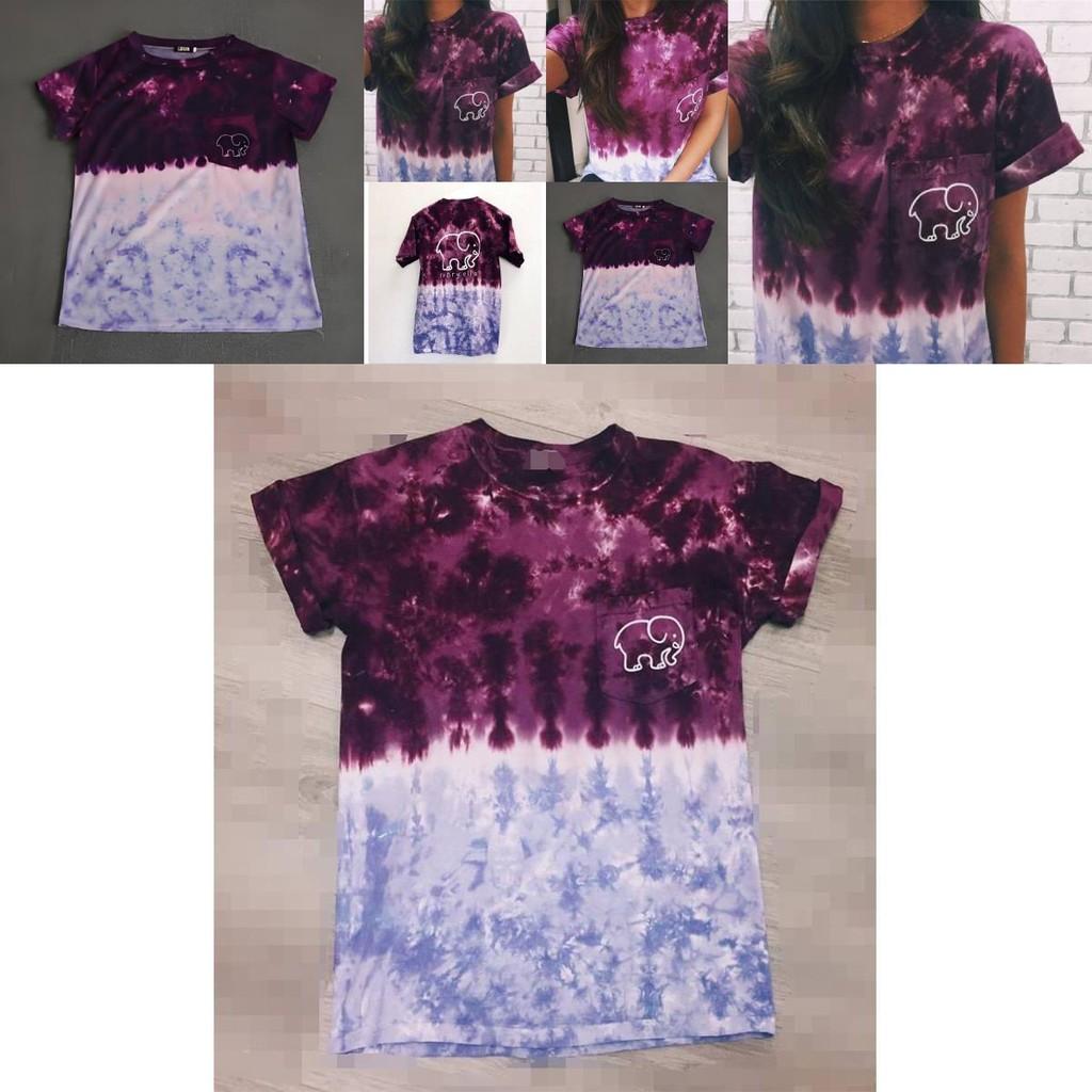 Elephant Print T Shirt For Women With Polyester Fabric Summer Casual Short Sleeve Top For Teen Girls