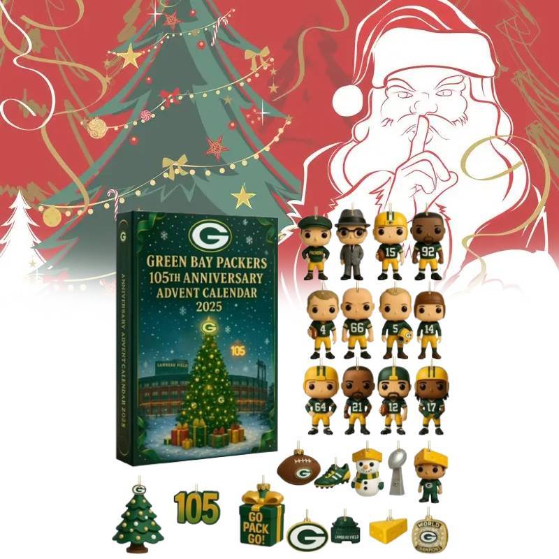 Юбилейный адвент-календарь Green Bay Packers Акриловый рождественский декор Подарок для спортивных фанатов