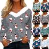 Рубашки с длинным рукавом для женщин Милые топы Рождественские принты Футболки Блузки Повседневные топы больших размеров Базовые топы Пуловеры