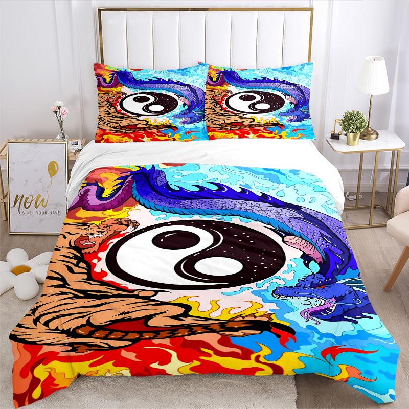 3pcs Yin Yang Symbol Duvet Cover Set -Includes 1 Duvet Cover and 2 Pillowcases, No Quilt Core, All-Season Home Decor yy251111179