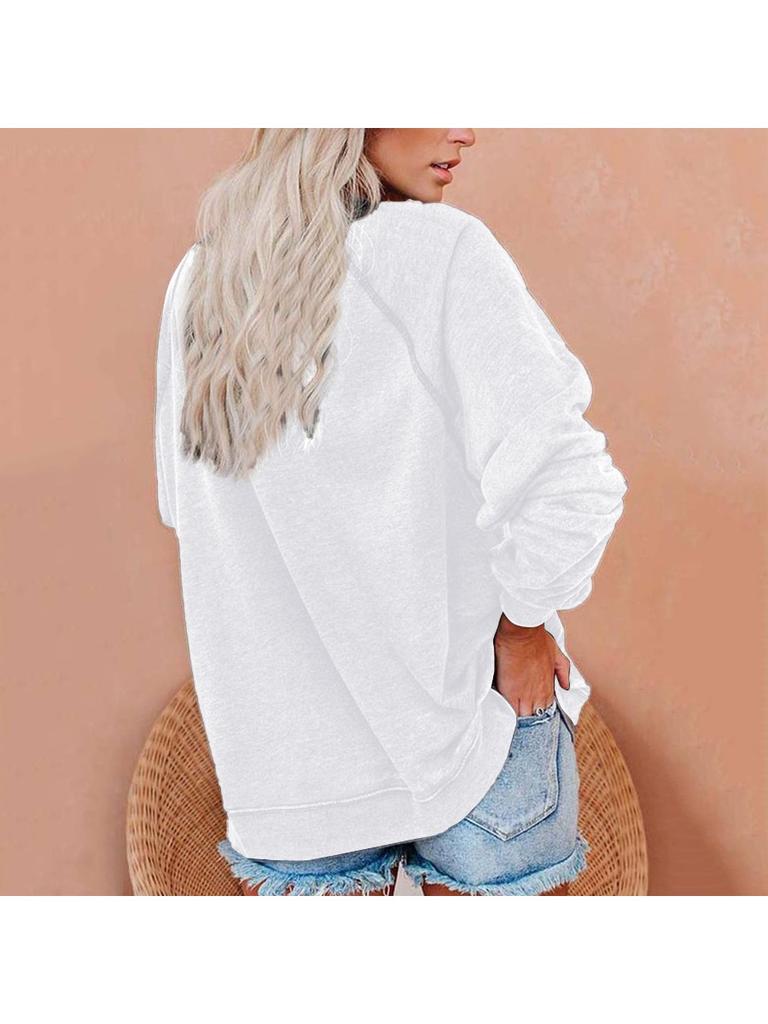 Women's Spring/Fall Sweatshirt Women's Personality Print Top Oversized Pullover Sweatshirt Versatile Sweatshirt