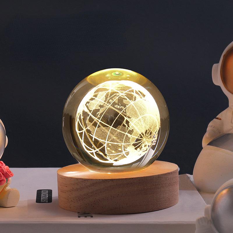 Xmas Creative Sun Galaxy Glowing Crystal Ball Ornament Milky Way Night Light Bedroom Bedside Decorations Christmas Gift Desktop Decor