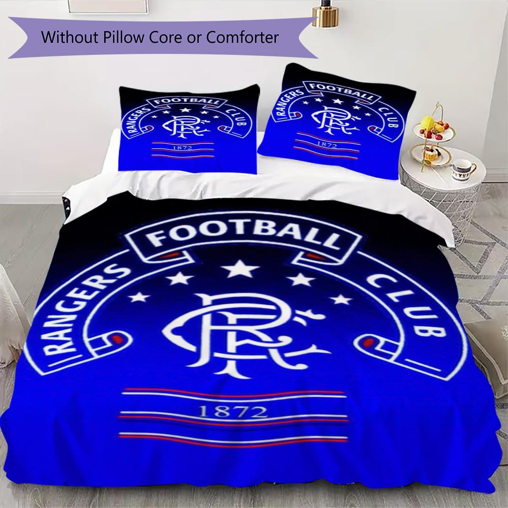 Rangers F.C. Комплект постельного белья с узором, стеганое одеяло, пододеяльник, наволочка, Декор для дома, Подарок на день рождения (1 * пододеяльник + 2 * наволочка без наполнителя)126