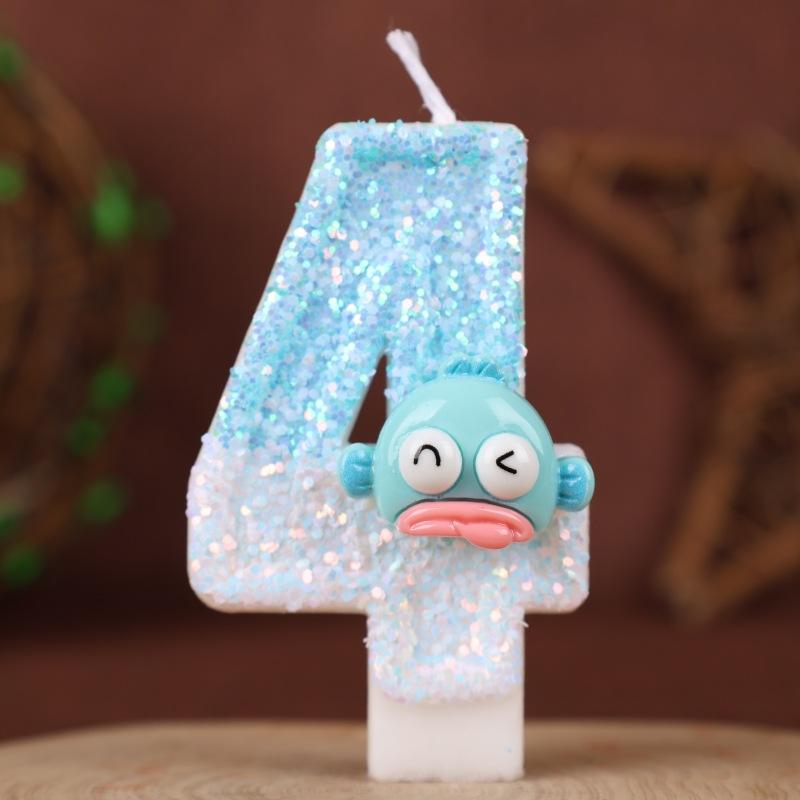 Ugly Fish Cartoon Number Birthday Candle Cake Decoration Holiday Birthday Celebration Handmade Candle 0-9diy