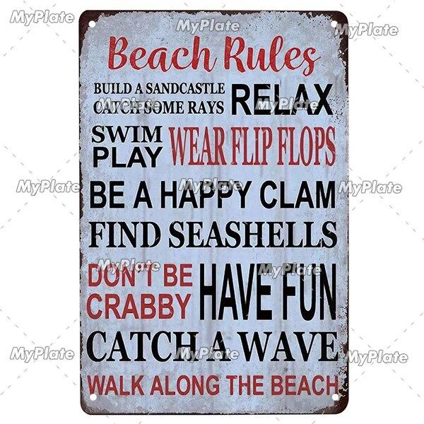 [MyPlate] Beach Metal Sign Vintage Plaque Tin Sign Plate Wall Decor For Bar Club Man Cave Art Painting Poster Gift