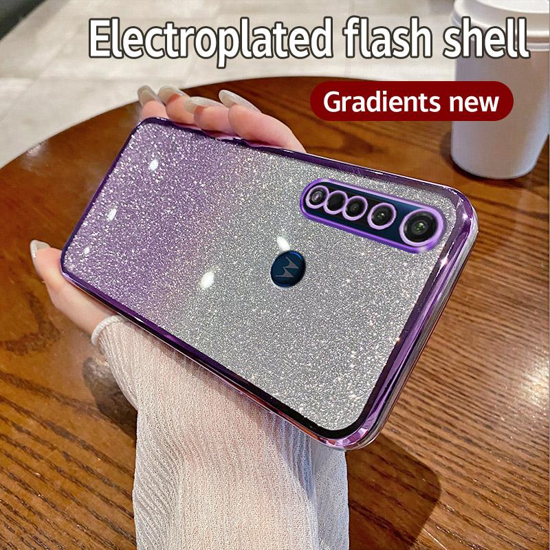For Motorola Moto G8 Plus Case Moto XT2019, XT2019-2 Phone Case Shiny Glitter Plating Silicone Camera Lens Soft Back Cover