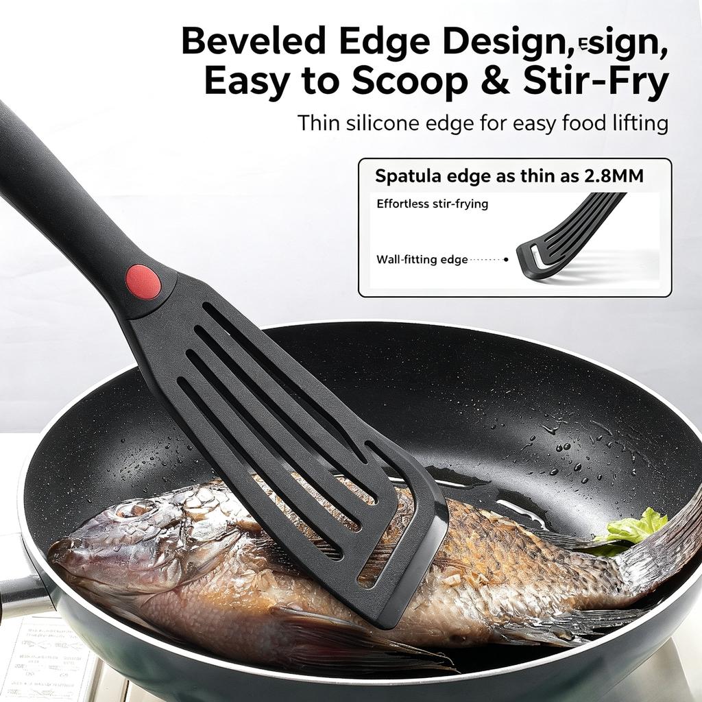 Heat Resistant Heat‑Proof Silicone Fish Spatula Non‑Stick Pan Special Steak Turner Food Grade Silicone Cooking Shovel