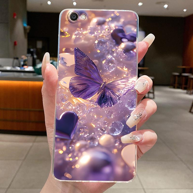 Case For Vivo Y55 Y55S Y55L Y55A 1603 1610 Back Cover Clear Luxury Butterfly Fashion Flowers Soft Silicone TPU Jelly Phone Case