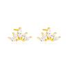 Marquise Fan Cluster Stud Earrings - Sterling Silver Yellow Plated