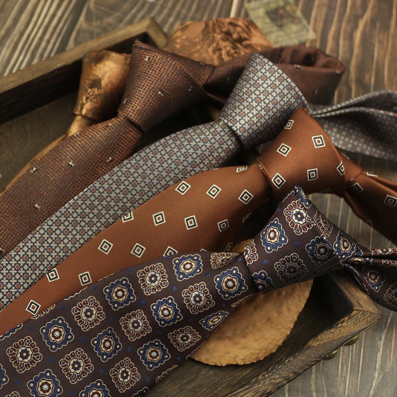 Tie Men'S Retro Coffee Wedding Stage British 8Cm Dress Professional Business Hand Blue Stripe Portuguese Music