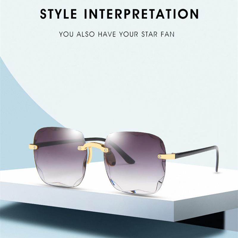 Солнцезащитные очки без оправы женские солнцезащитные очки с большой оправой модные солнцезащитные очки с креативным дизайном с обрезанным краем градиентные зеркальные EMA